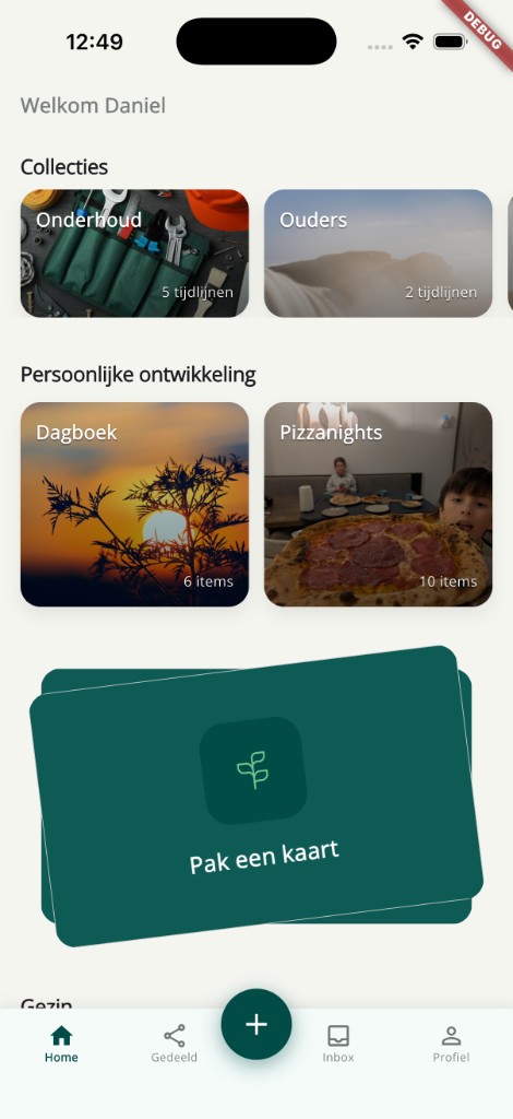 Leafbook app – home met collecties